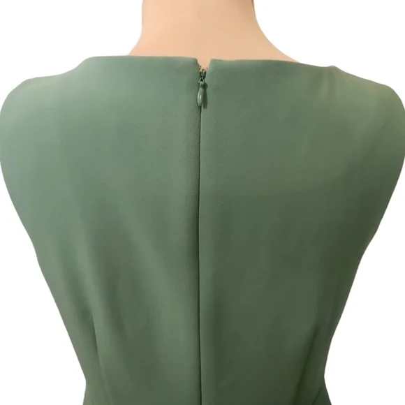 ANN TAYLOR Sage Green Sleeveless Knee-length Cascade Midi Dress - Size 4 - Picture 10 of 13